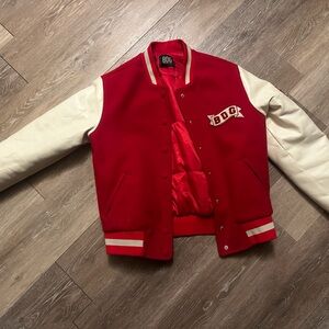 BDG Vibrant Red Jacket with White Stripes